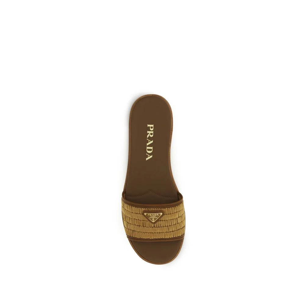 Prada Hnědé ráfové pantofle