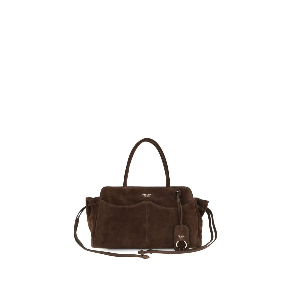 Prada Brown Suede Leather Shoulder Bag