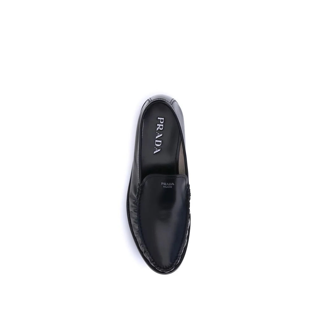 Prada Brushed Leather Loafers - Flats