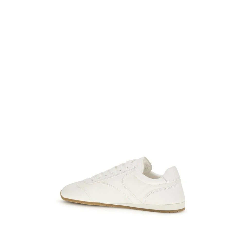 Prada Cream Calf Leather Bos Taurus Low Top Sneakers