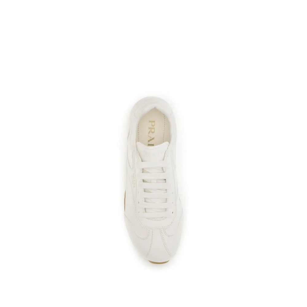 Prada Cream Calf Leather Bos Taurus Low Top Sneakers