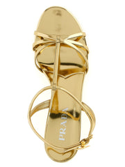Prada Gold Calfskin Wedge Sandals - EU40/US10