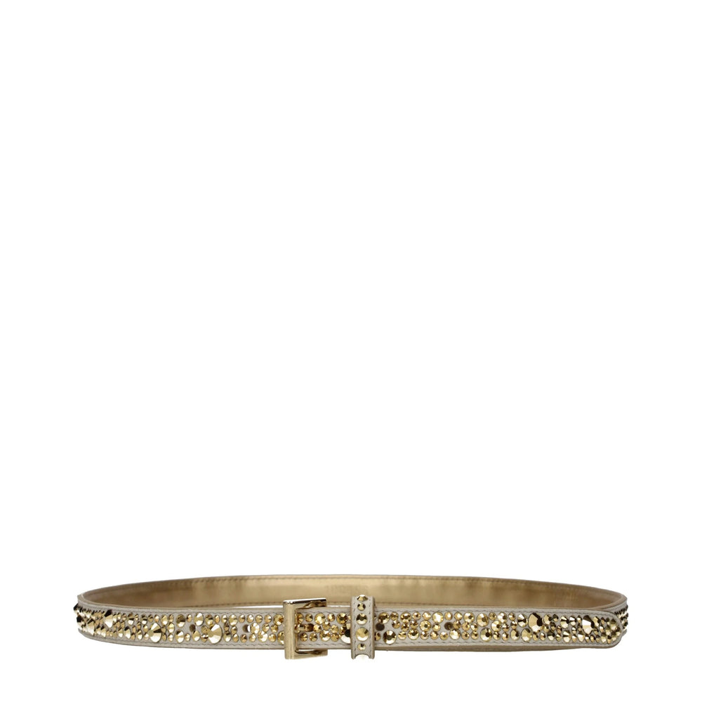 Prada Gold Leather Regular Belt - 75 cm / 30 Inches