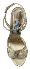 Prada Gold Leather Sandals Ankle Strap Heels Stiletto Sandal - EU36.5/US6