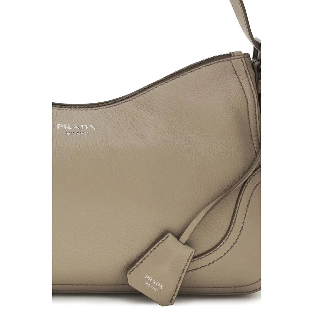 Prada Gray Calf Leather Bos Taurus Backet Bag