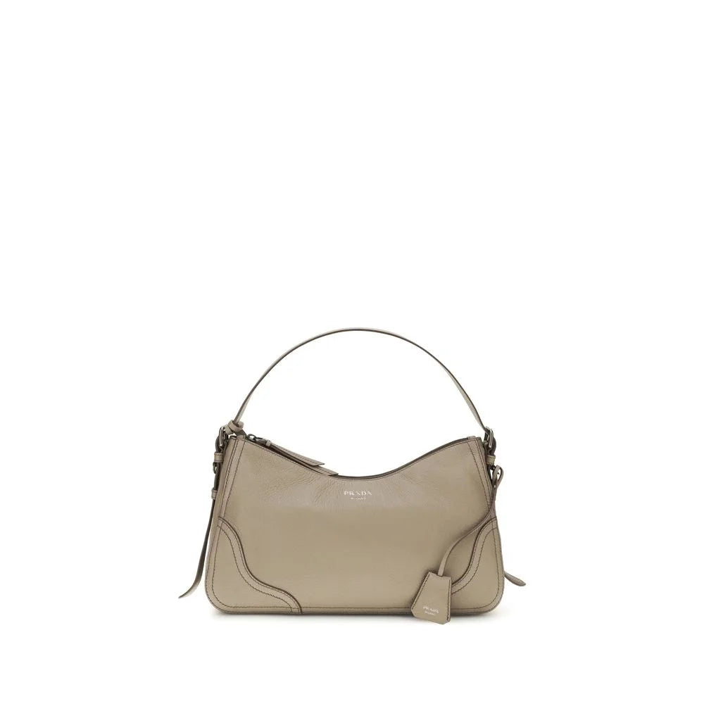 Prada Gray Calf Leather Bos Taurus Backet Bag