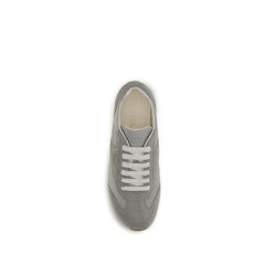 Prada Gray Calf Leather Bos Taurus Low Top Sneakers