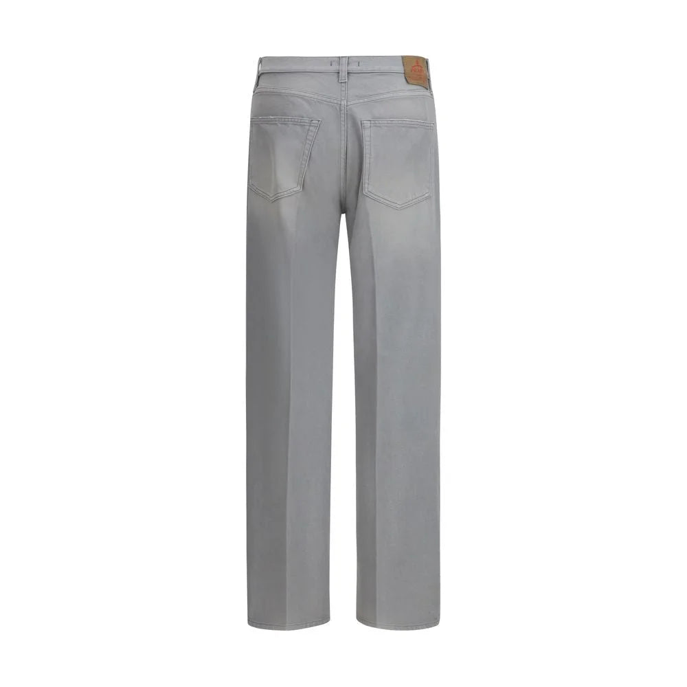 Prada Gray Cotton Straight-Leg Jeans
