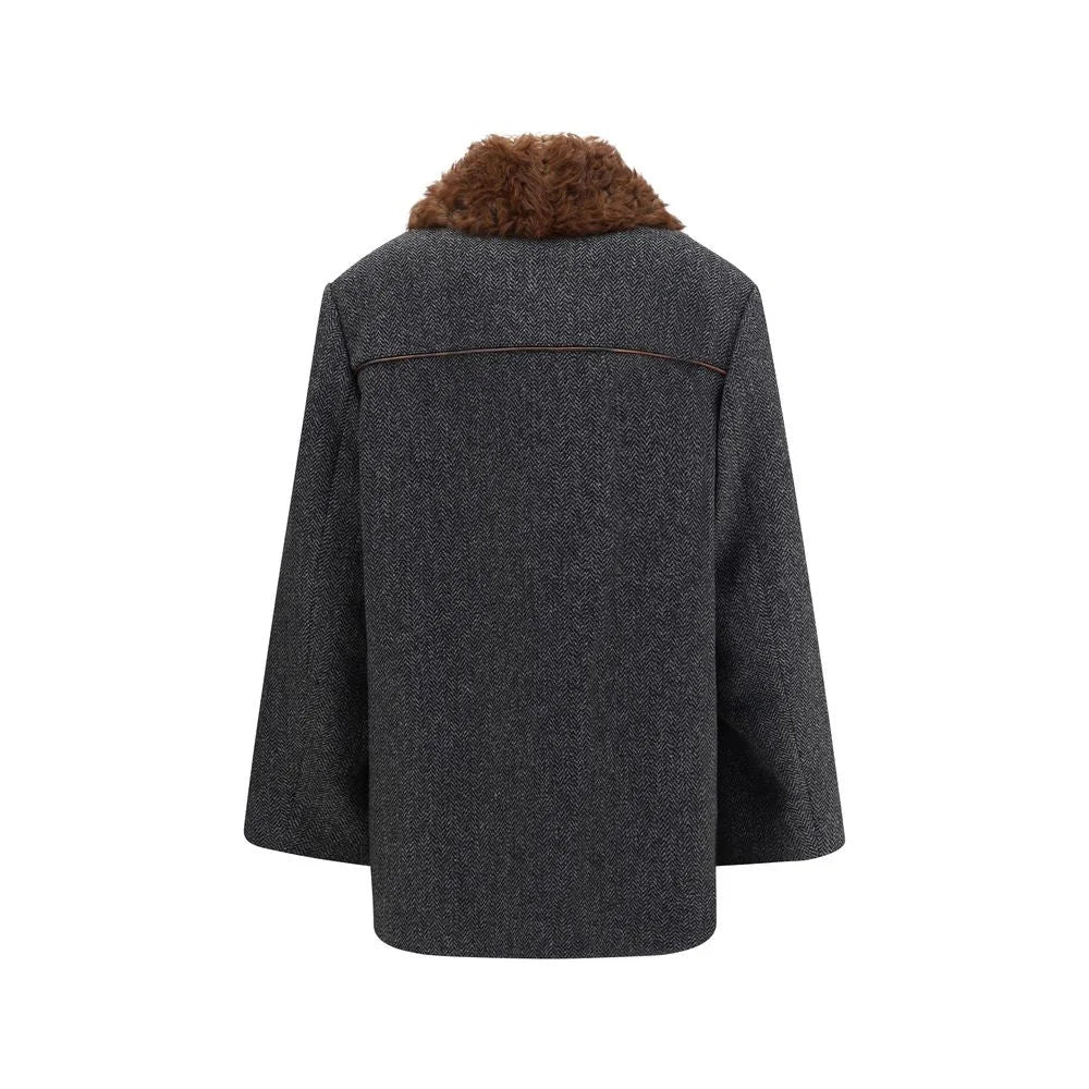 Prada Gray Fleece Wool Coat - IT36 | XS