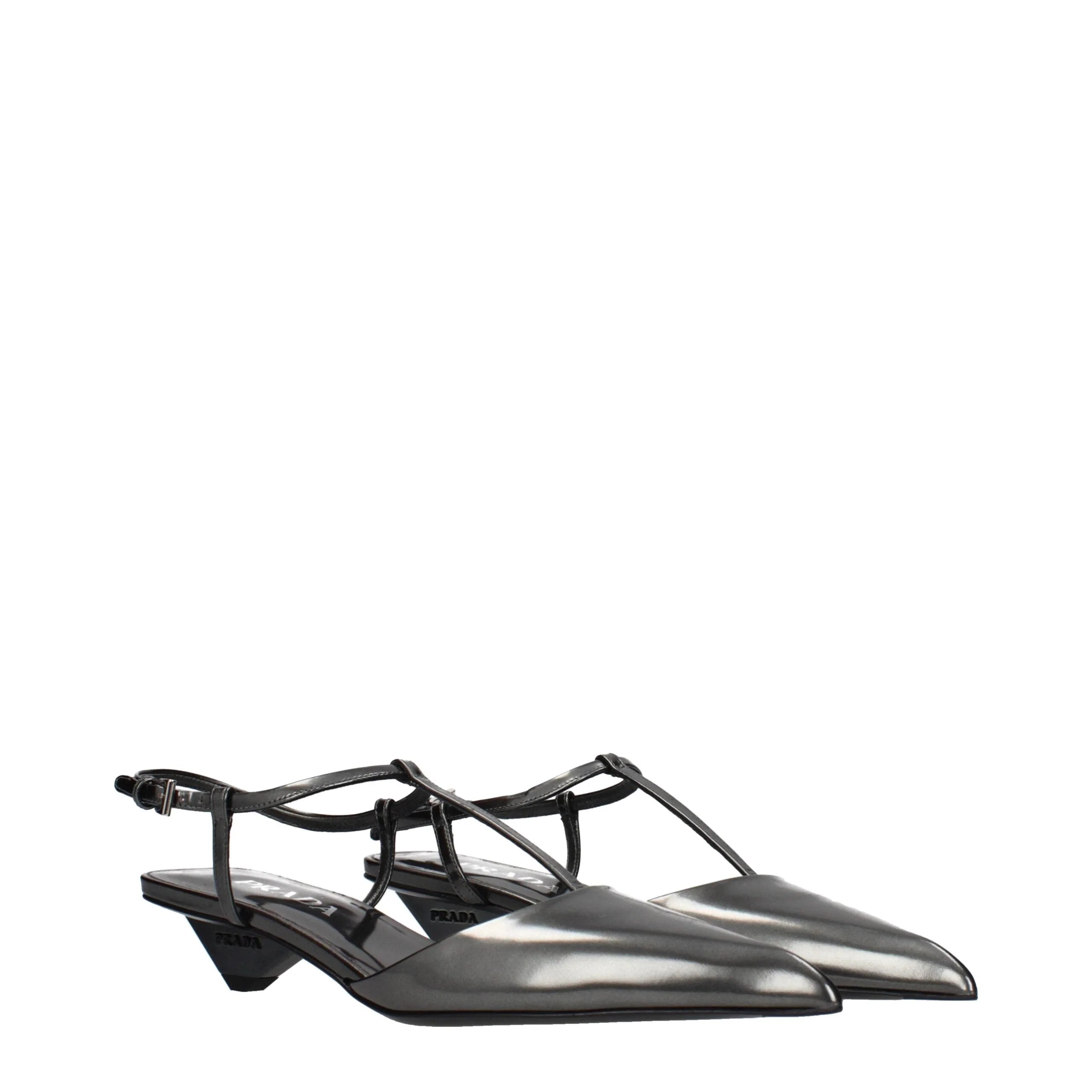 Prada Gray Leather Flat Sandals - EU36.5/US6.5