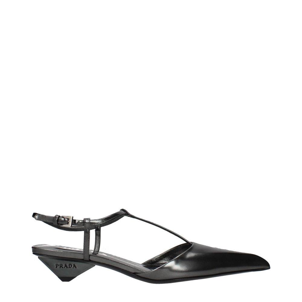 Prada Gray Leather Flat Sandals - EU36.5/US6.5
