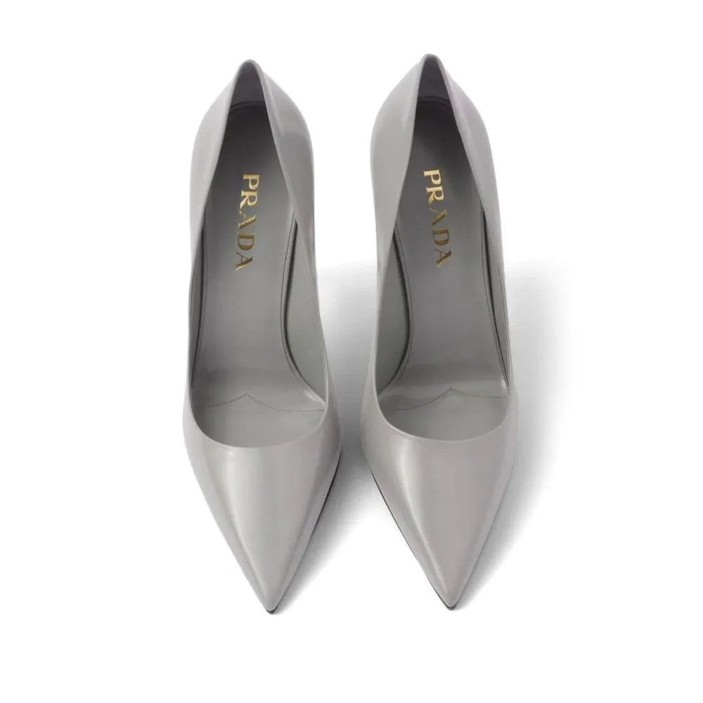 Prada Gray Leather High Heel Pumps - EU36.5/US6.5