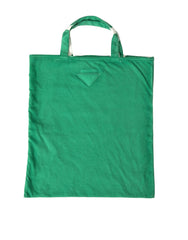 Prada Green Jersey Fabric Logo Shoulder Shopping Tote Shopping Bag - Shopping Totes