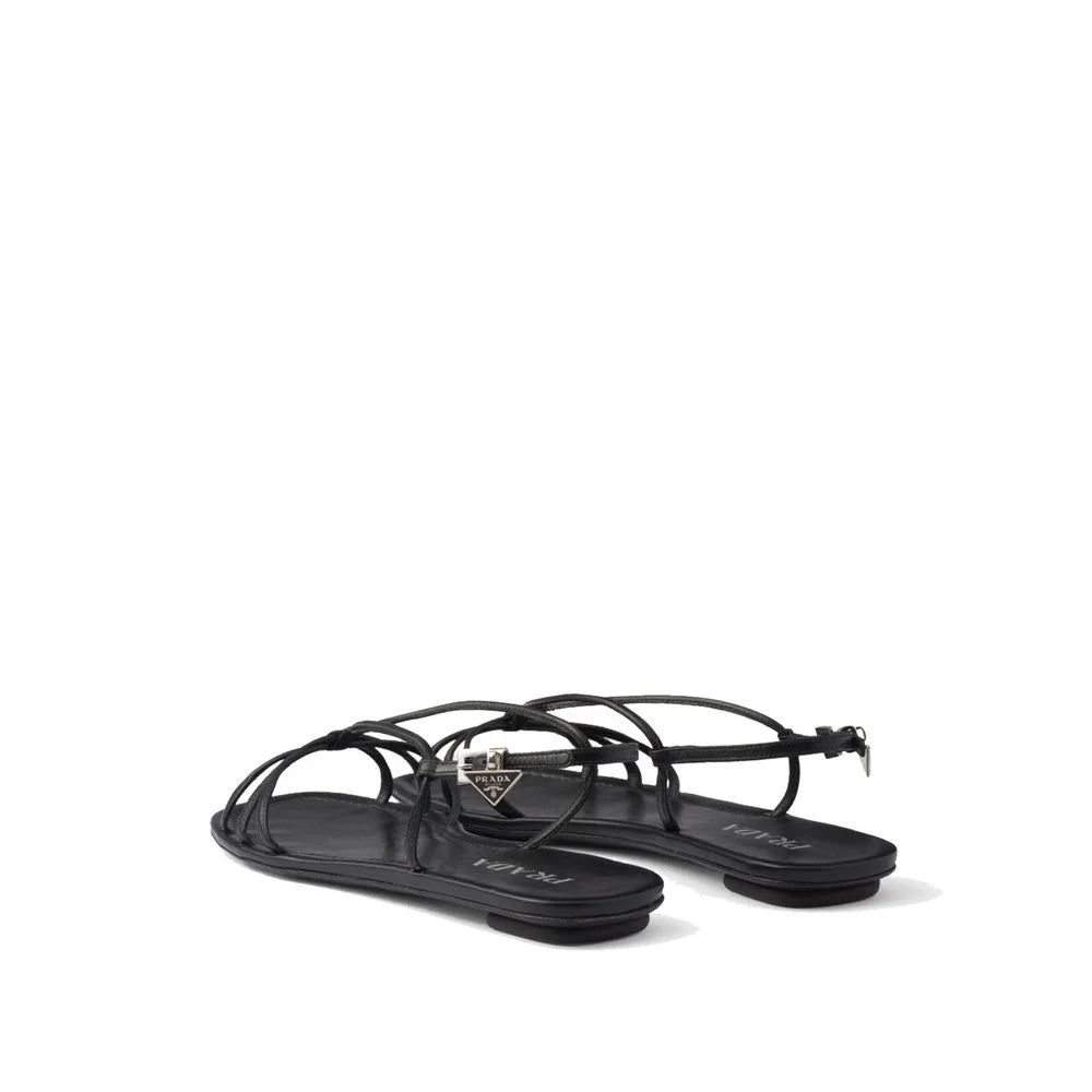 Prada Leather Flat Sandals - EU35/US5 - Sandals