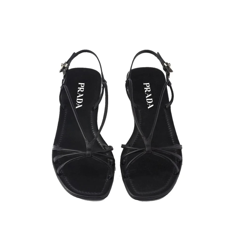 Prada Leather Flat Sandals - EU35/US5 - Sandals