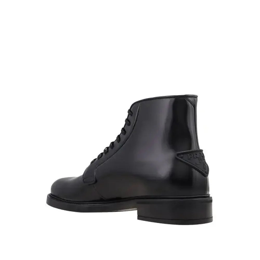 Prada Leather Lace-Up Boots - EU40/US7 - Boots