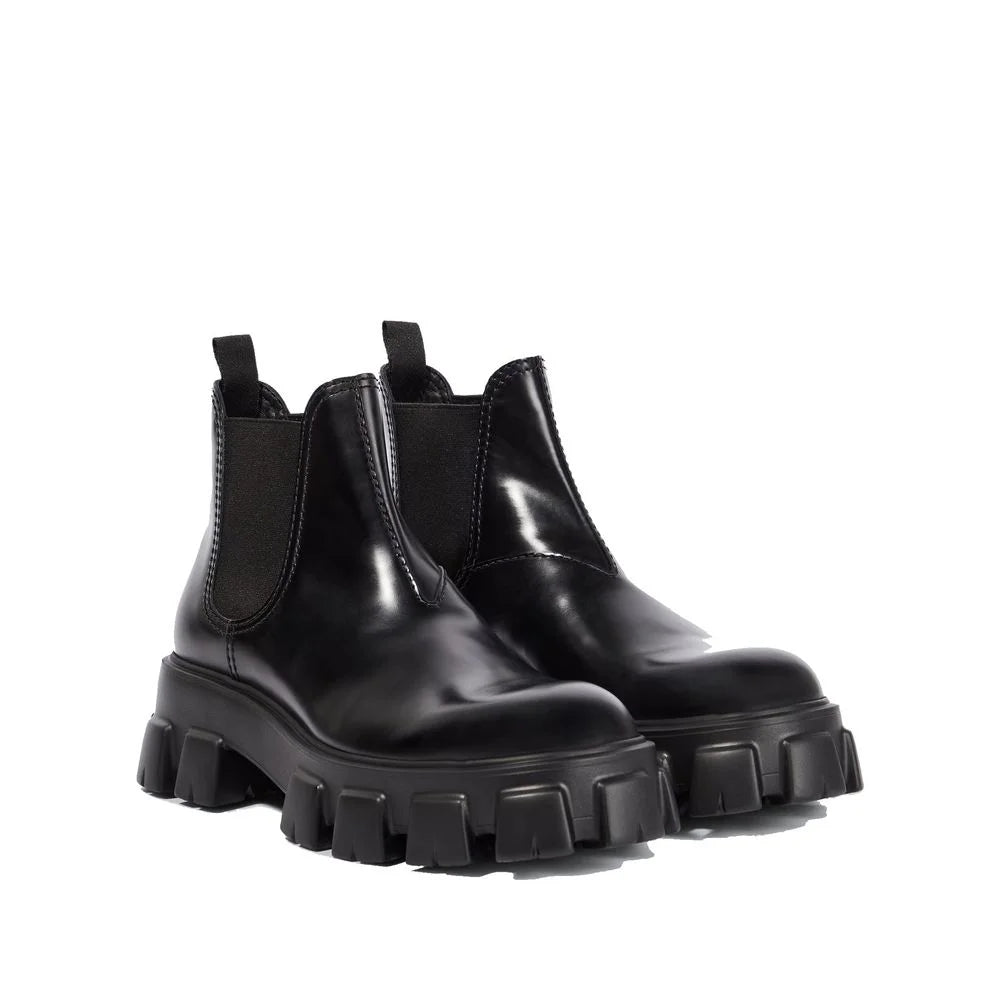 Prada Monolith Leather Ankle Boots - EU39.5/US6.5