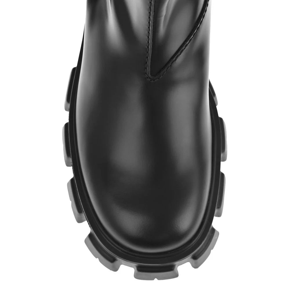 Prada Monolith Leather Ankle Boots - EU39.5/US6.5
