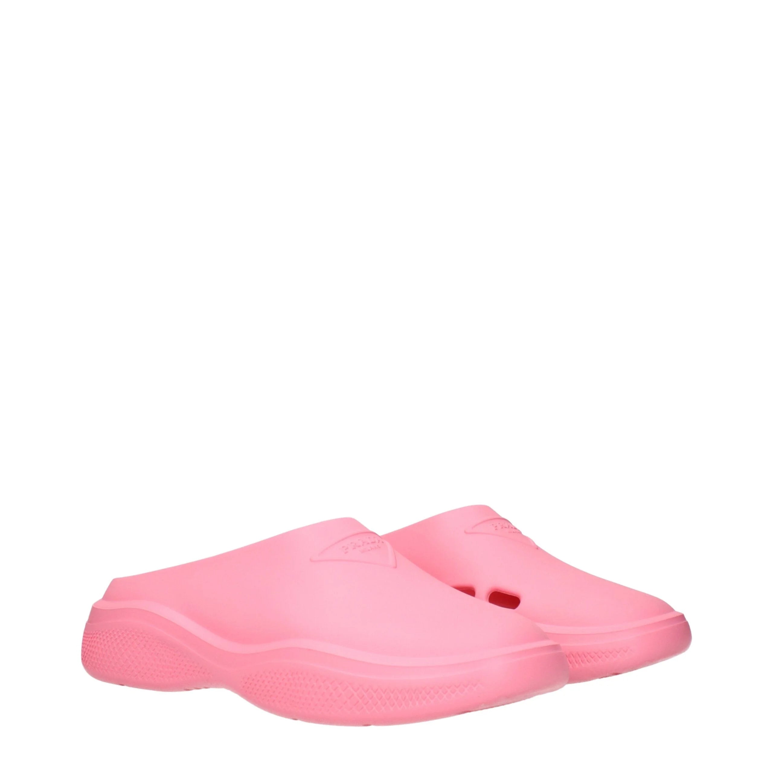 Pantoufles roses en coton Prada