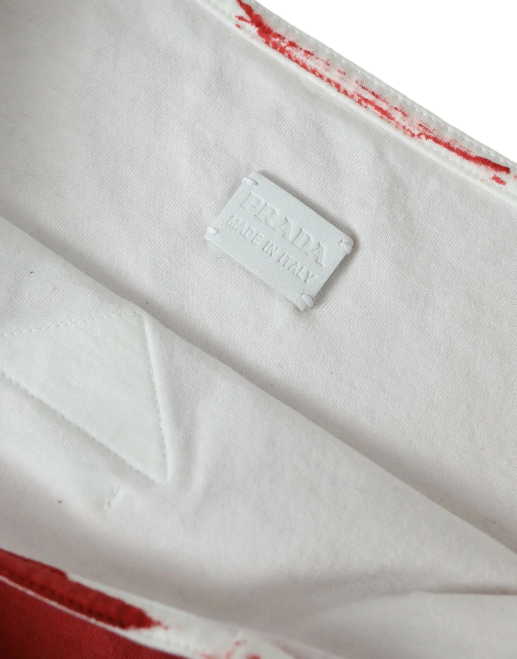 Prada Red Jersey Fabric Logo Shoulder Shopping Tote Bag - Shopping Totes