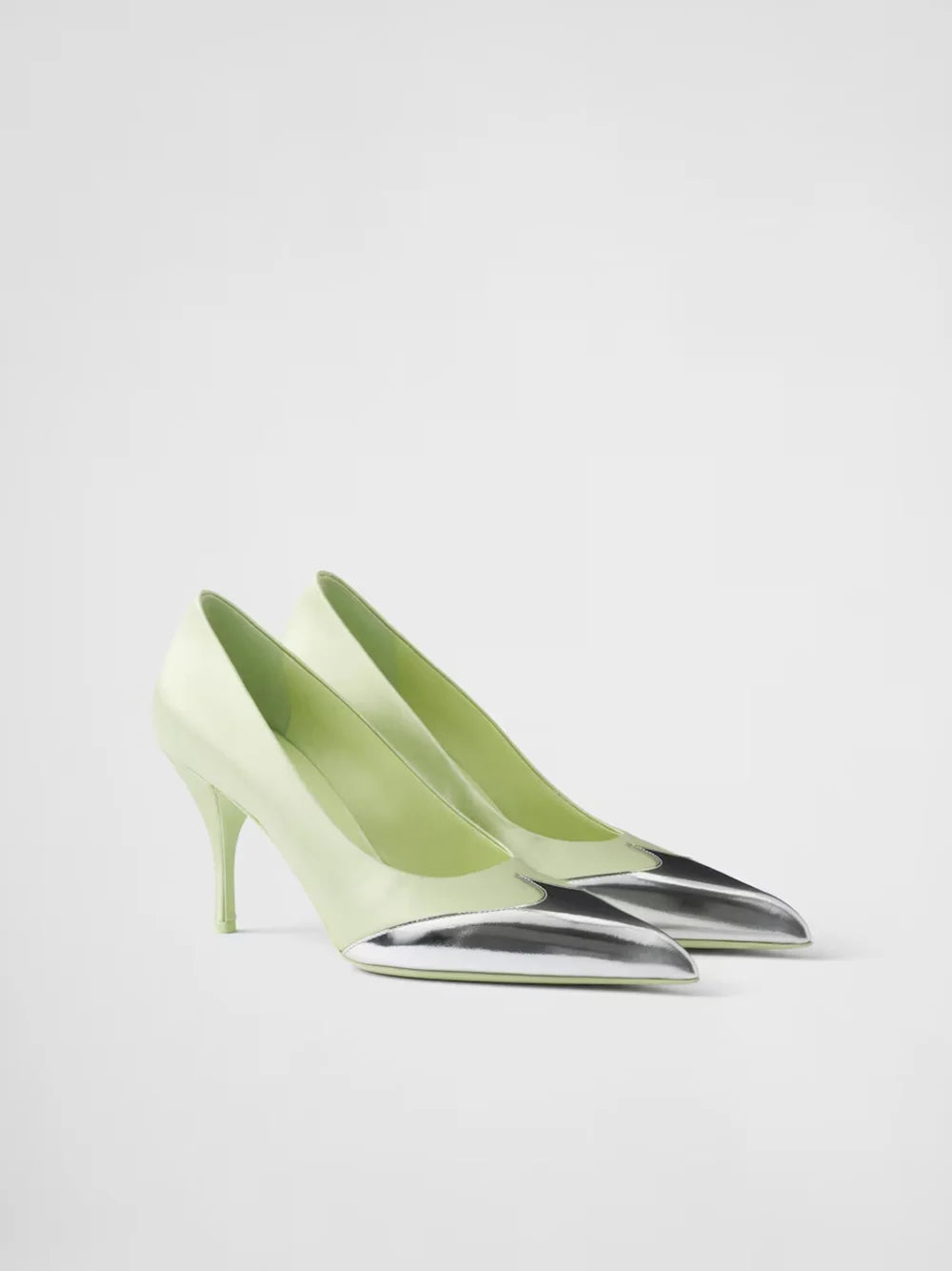 Prada Satin And Metallic Leather Pumps - EU35.5/US5.5 - Heels