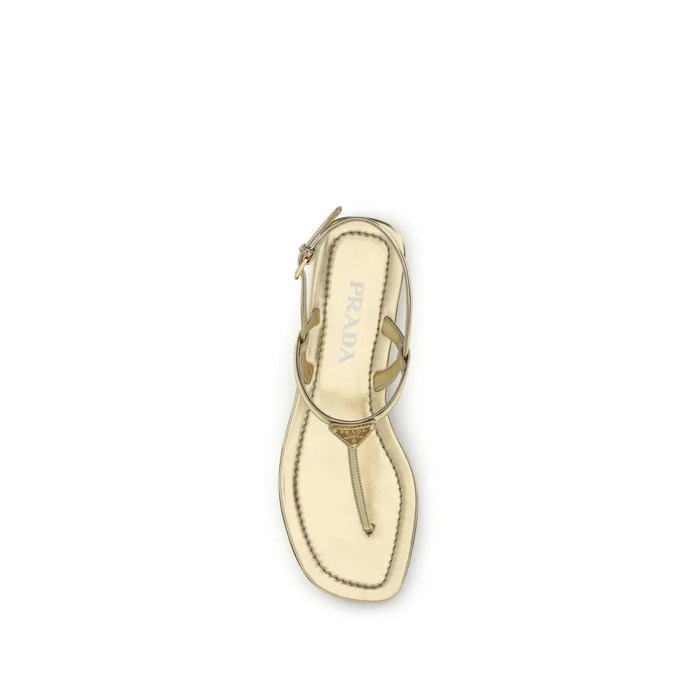 Prada Silver Calf Leather Bos Taurus Flat Sandals - EU37/US7