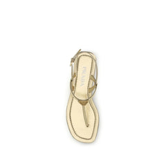 Prada Silver Calf Leather Bos Taurus Flat Sandals - EU37/US7