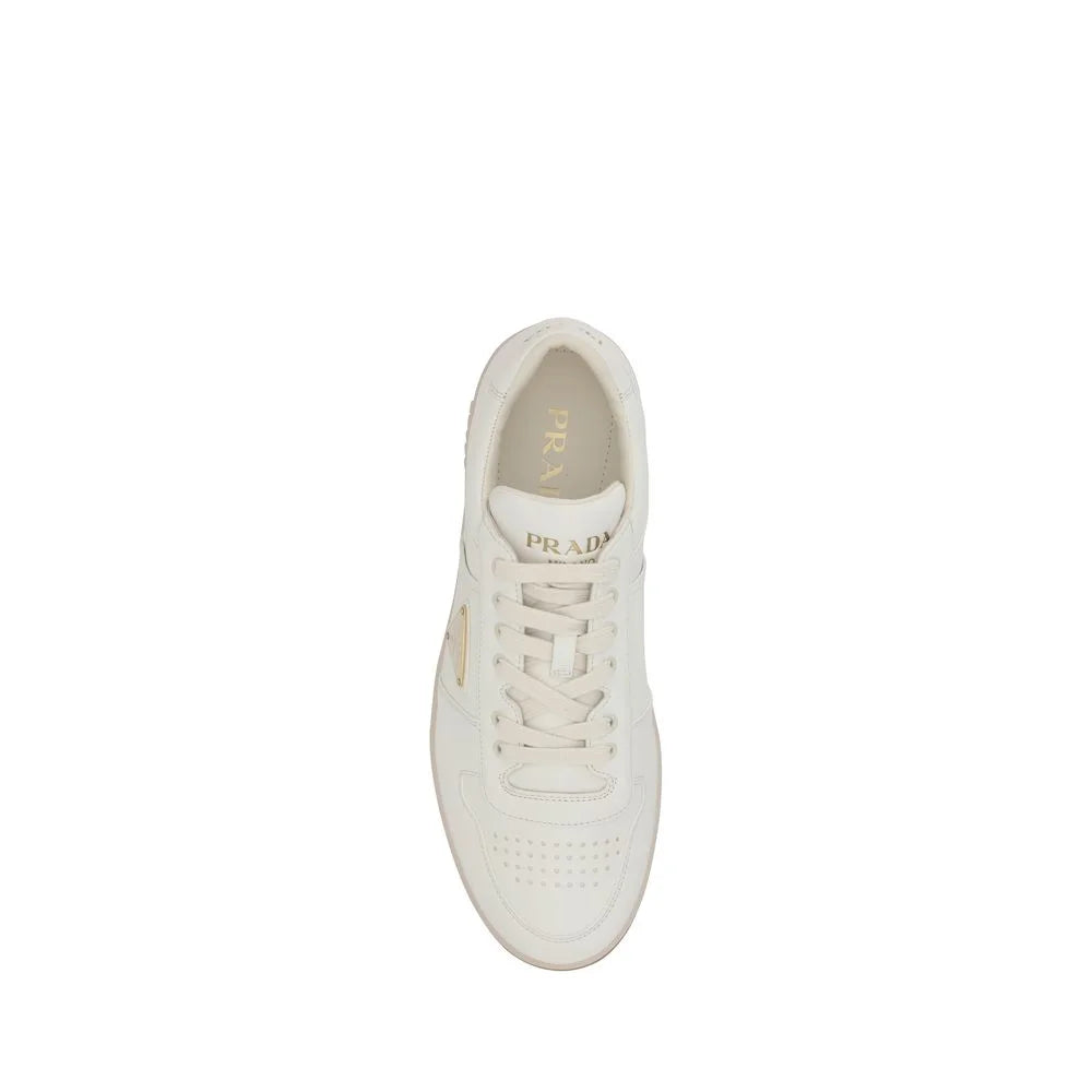 Prada White Calf Leather Bos Taurus Low Top Sneakers
