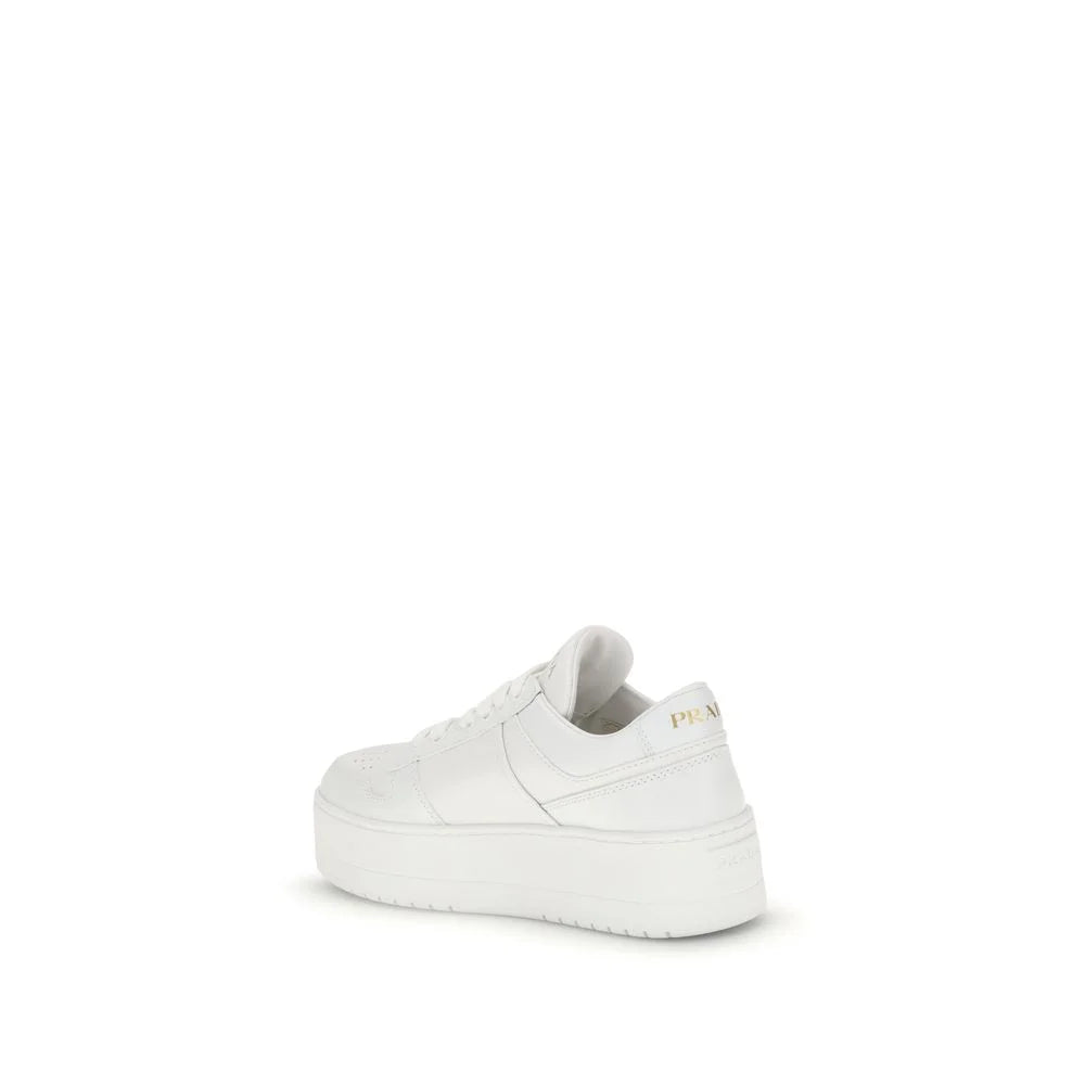 Prada White Calf Leather Bos Taurus Platform Sneakers