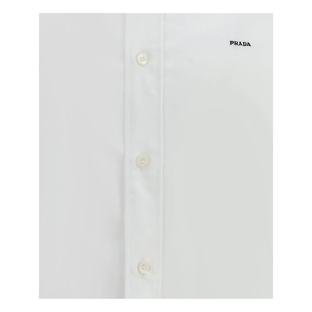 Prada White Fleece Wool Dress Shirt