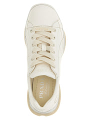 Prada White Lamb Leather Low Top Sneakers