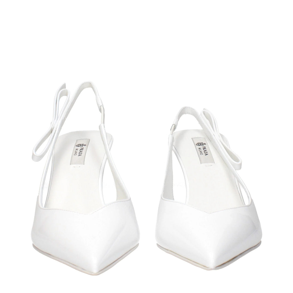Prada White Leather High Heel Pumps