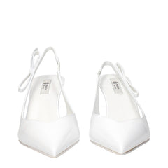 Prada White Leather High Heel Pumps