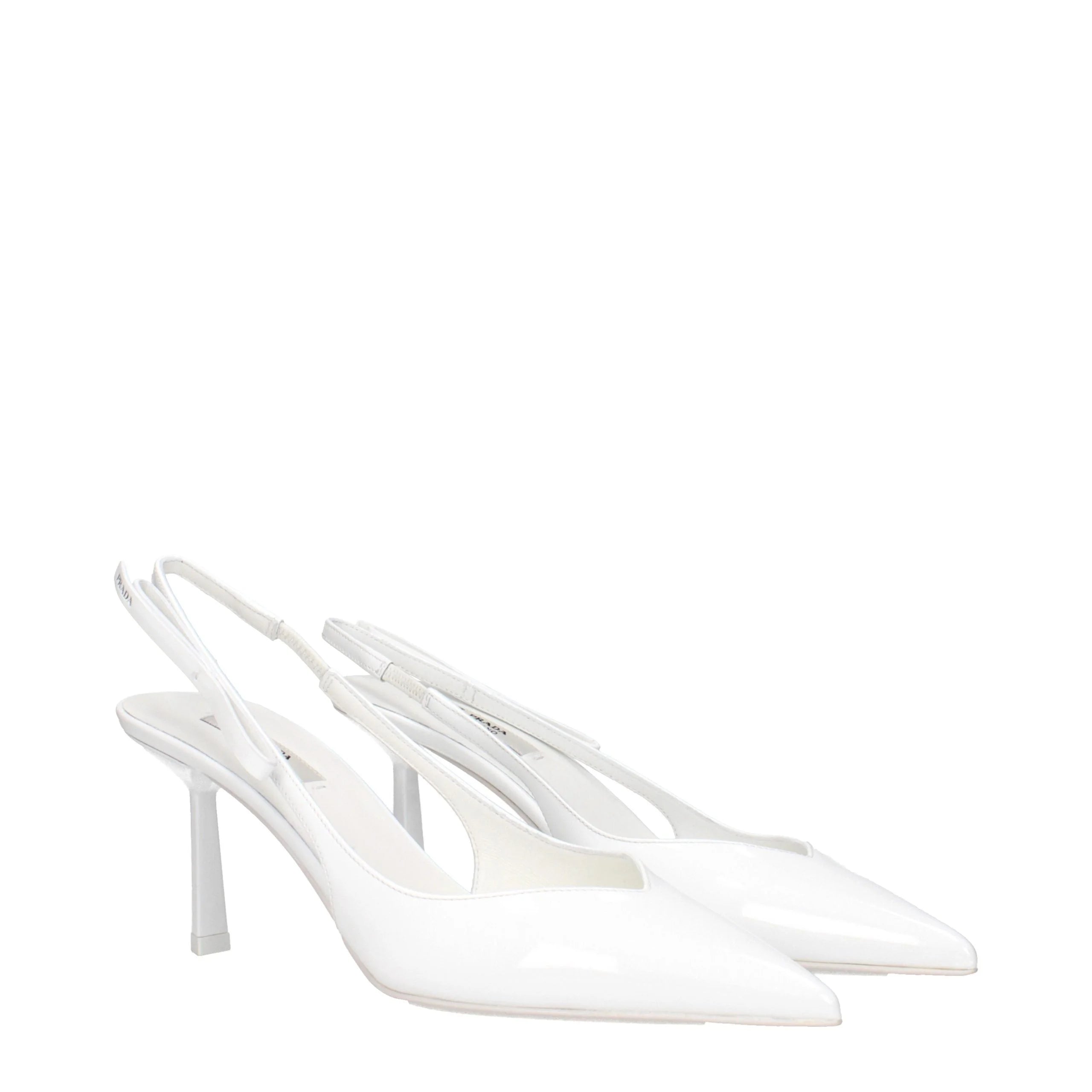 Prada White Leather High Heel Pumps