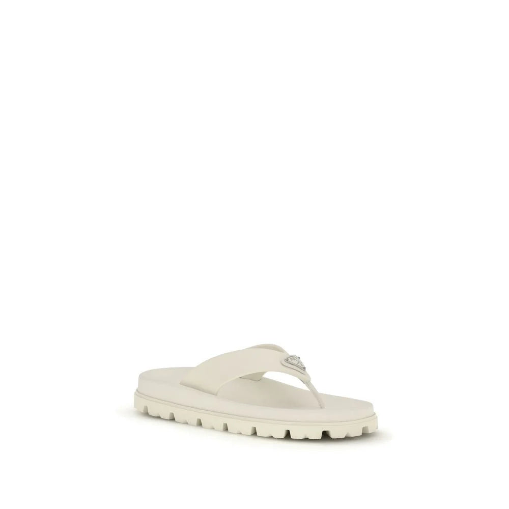 Prada White Rubber Flip-Flop Sandals