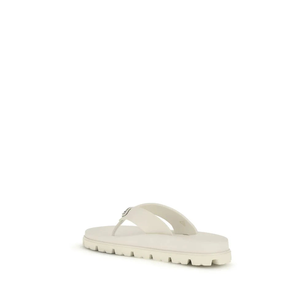 Prada White Rubber Flip-Flop Sandals