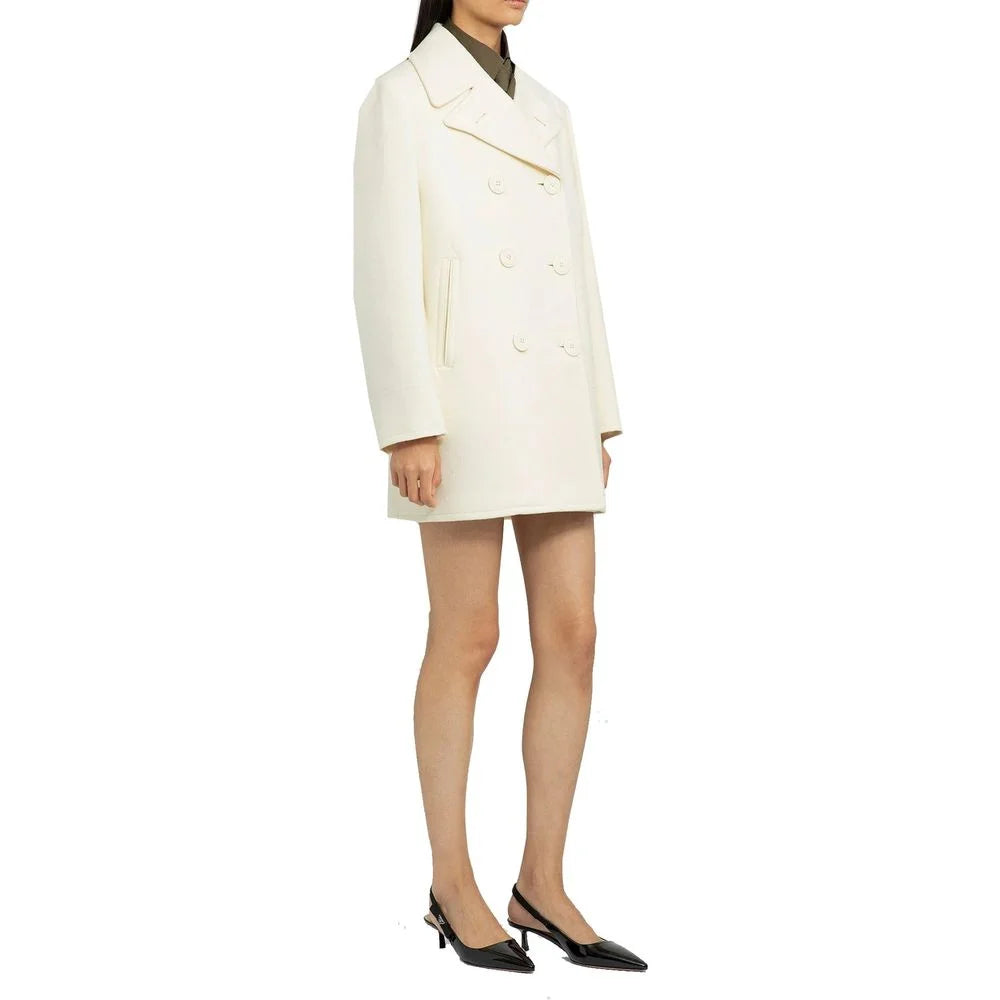 Prada White Wool Coat - 44