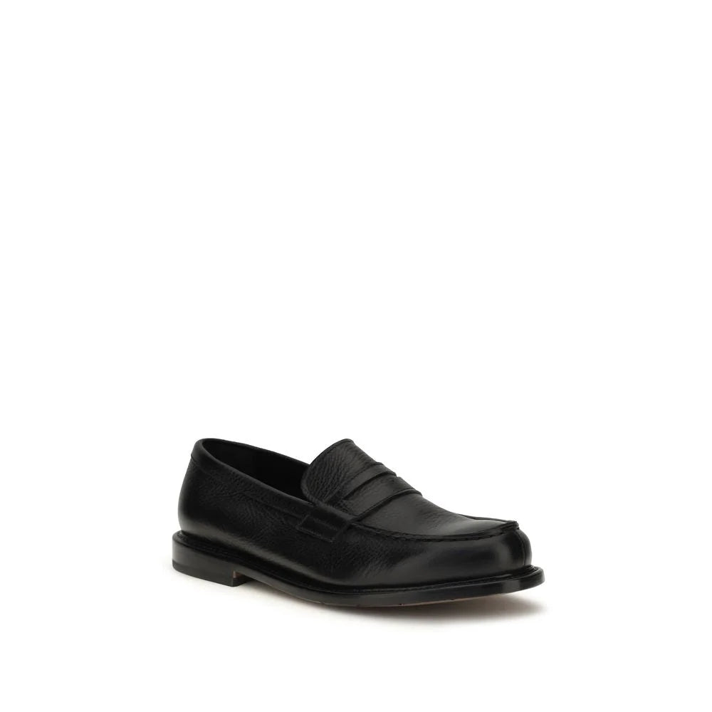 Premiata Black Calf Leather Bos Taurus Slip-On Loafers