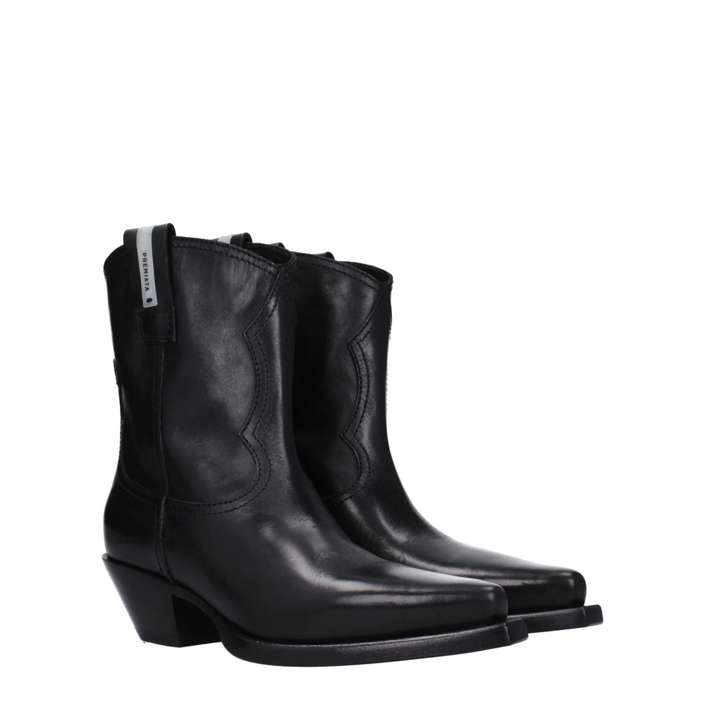 Premiata Black Leather Ankle Boots - Boots