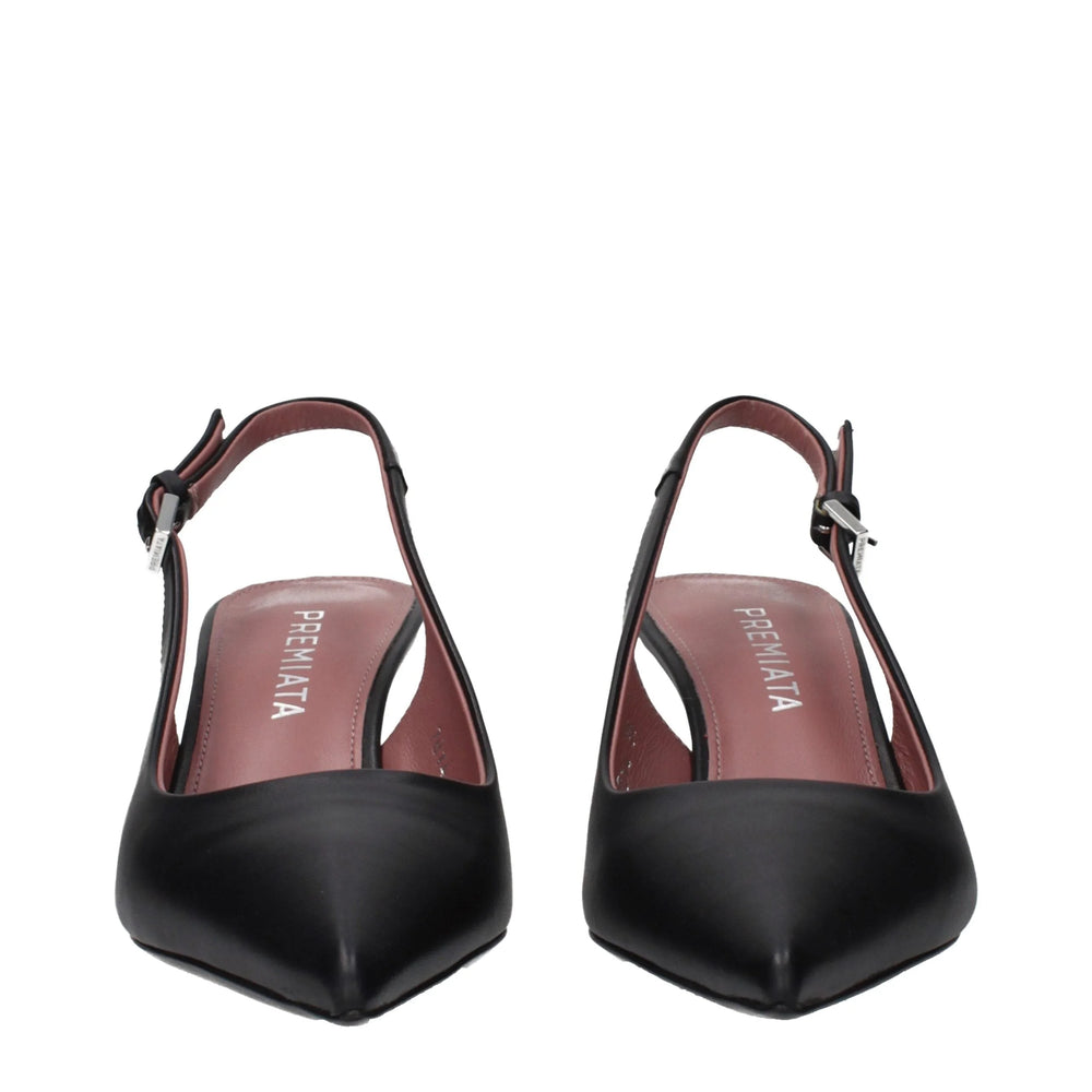 Premiata Black Leather Platform Pumps