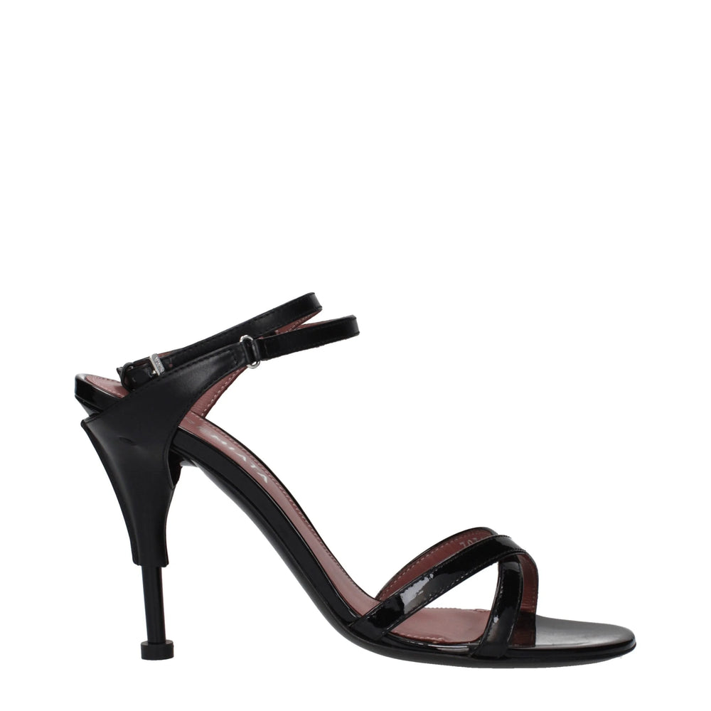 Premiata Black Leather Stiletto Heel Sandals
