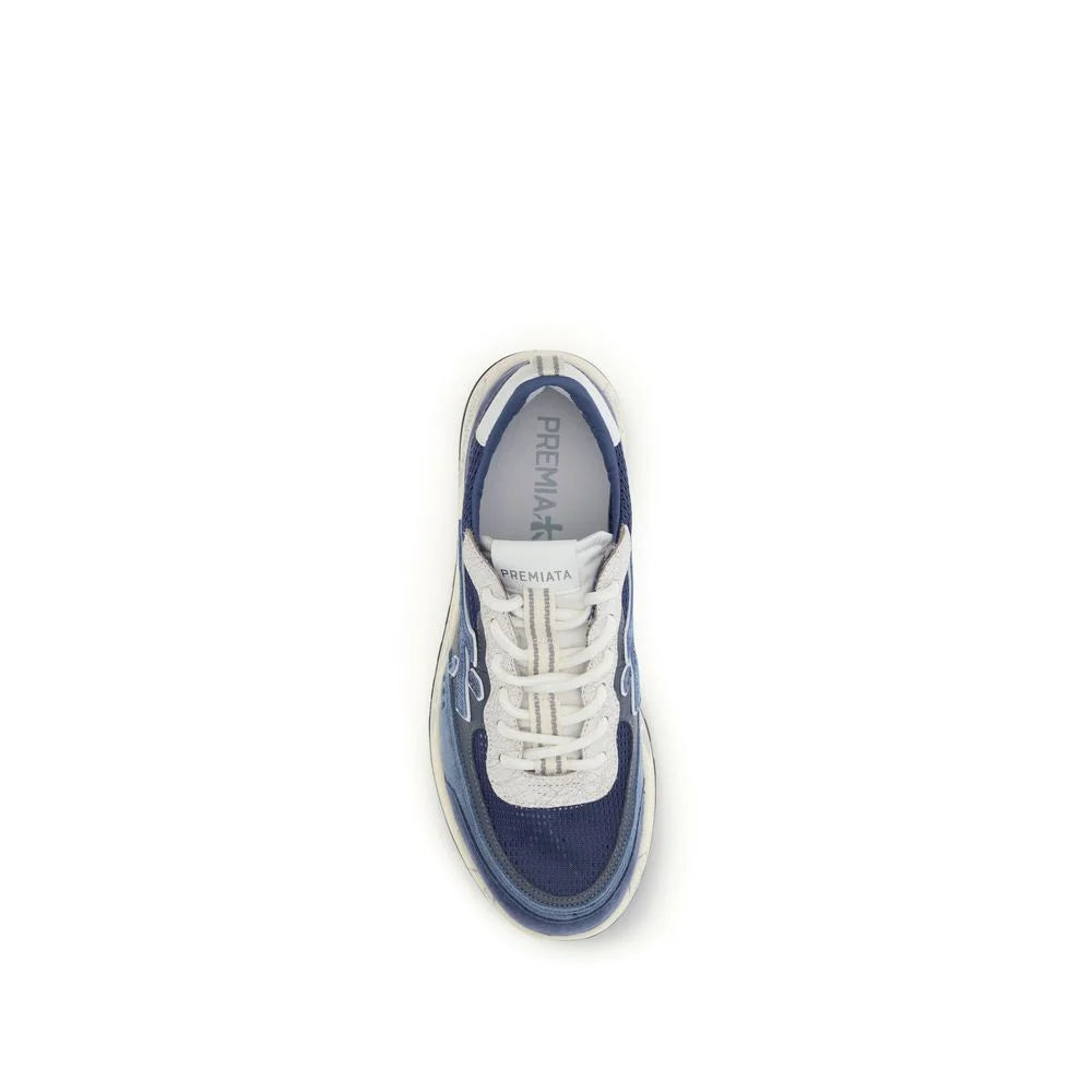 Premiata Blue Calf Leather Bos Taurus Low Top Sneakers