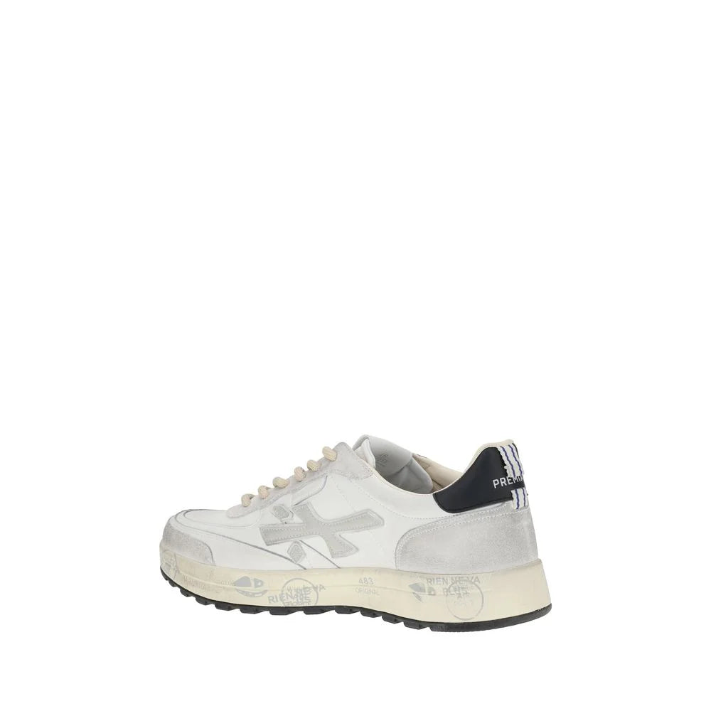Premiata White Calf Leather Bos Taurus Low Top Sneakers