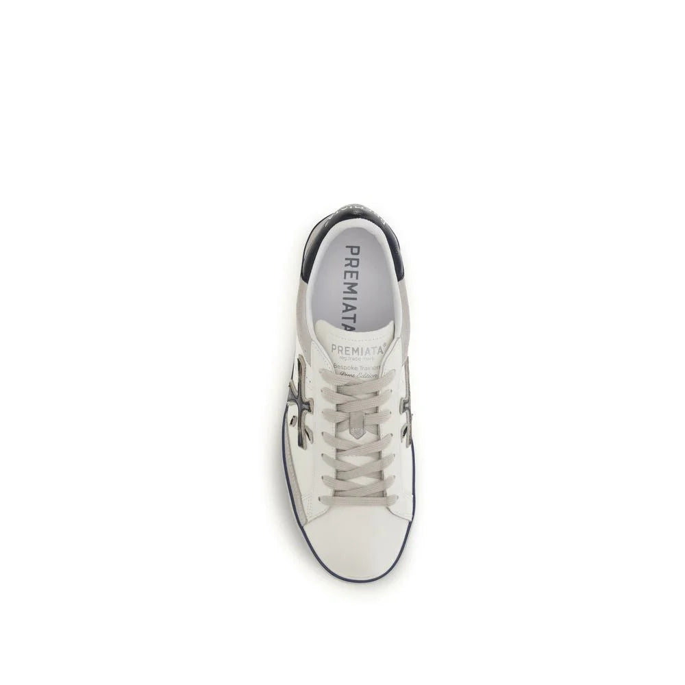 Premiata White Calf Leather Bos Taurus Low Top Sneakers