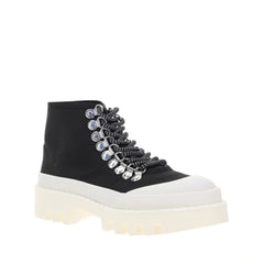 Proenza Schouler Black Canvas Lace-Up Boots - EU37/US7