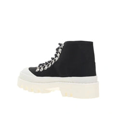 Proenza Schouler Black Canvas Lace-Up Boots - EU37/US7
