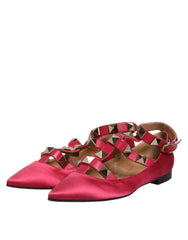 Prosperine Red Gold Studded Pointed Toe Ballet Flats Shoes - EU39/US8.5 - Flats