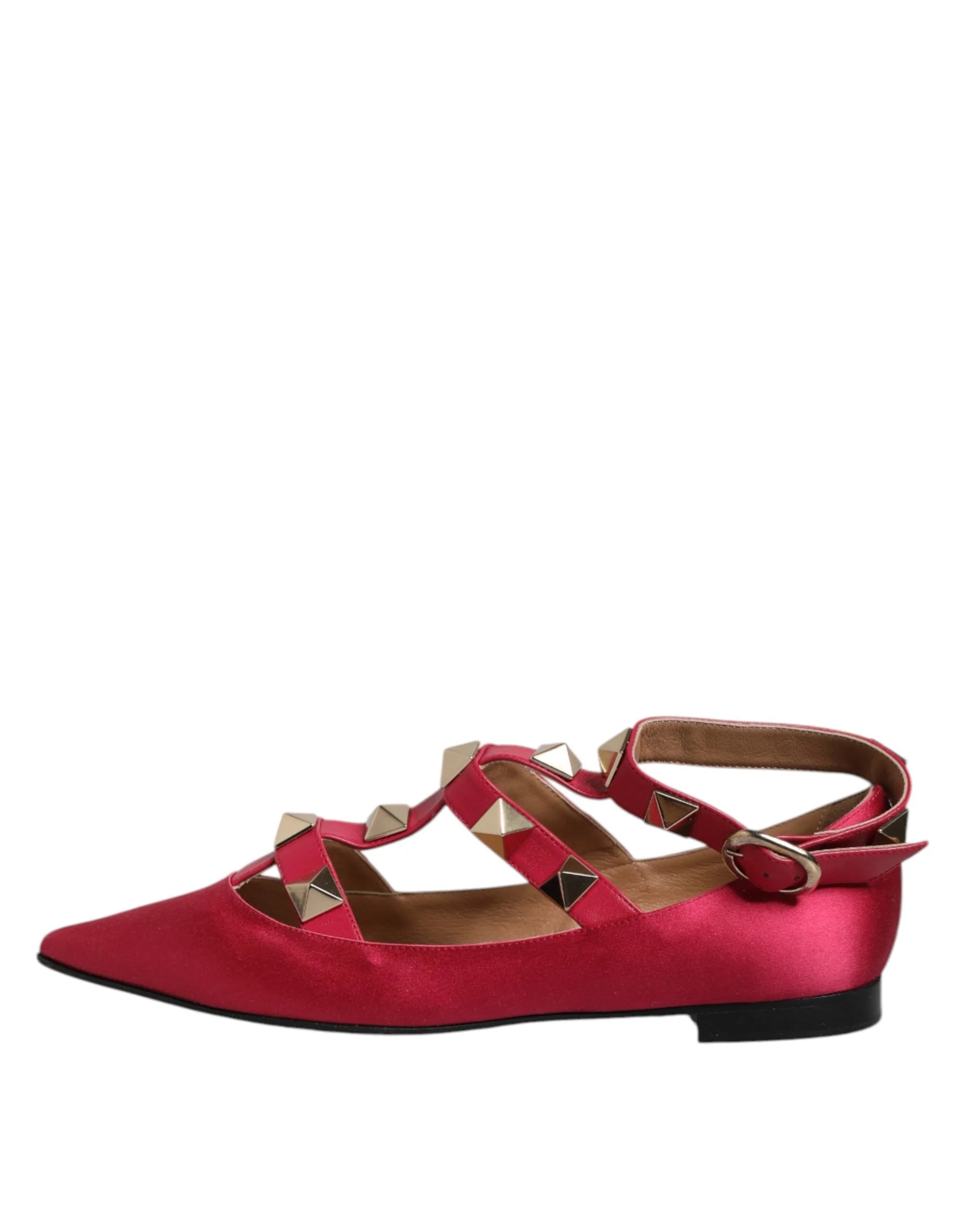 Prosperine Red Gold Studded Pointed Toe Ballet Flats Shoes - EU39/US8.5 - Flats