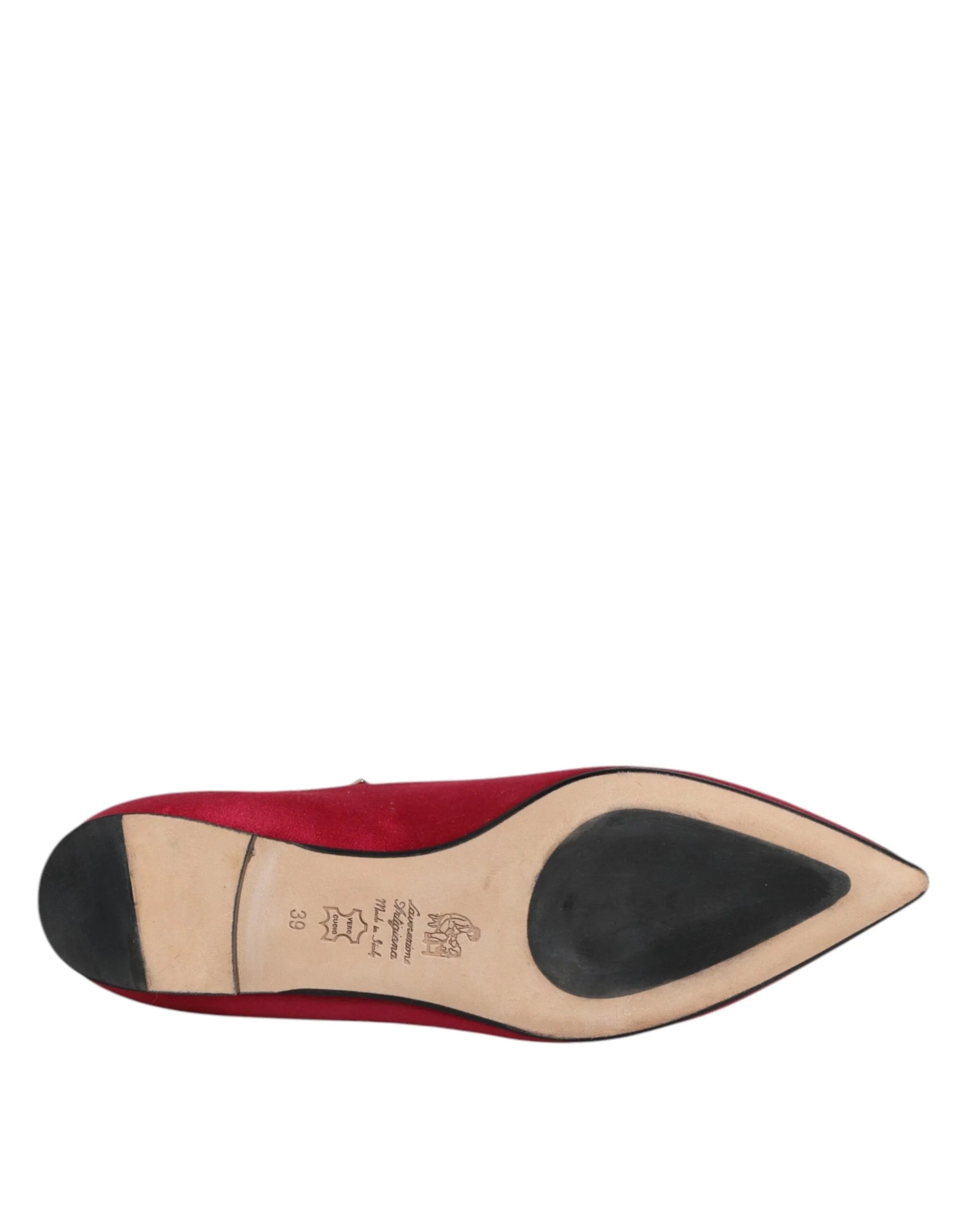 Prosperine Red Gold Studded Pointed Toe Ballet Flats Shoes - EU39/US8.5 - Flats