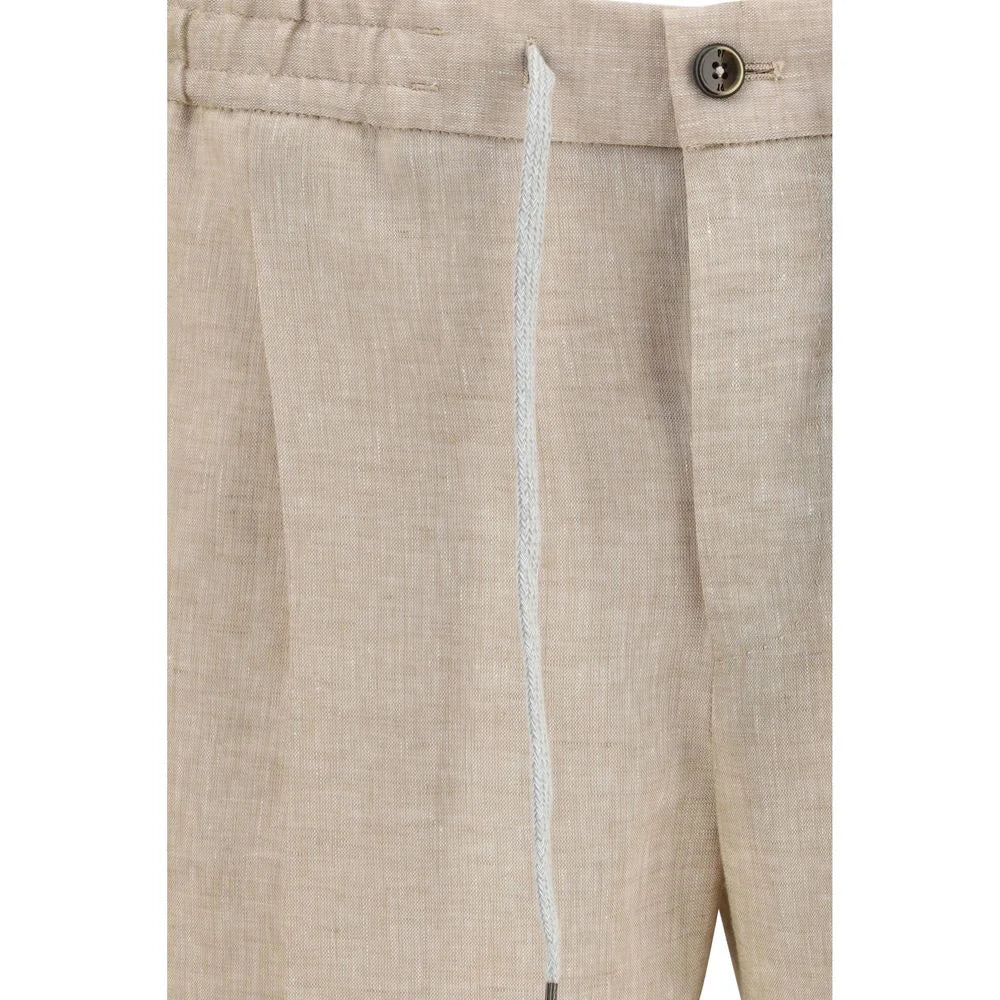 PT Torino Beige Linen Casual Pants